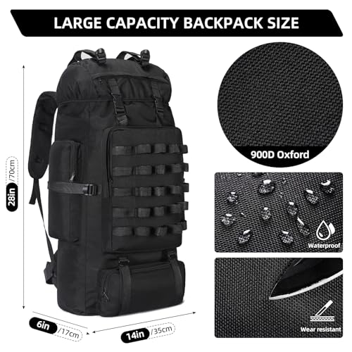LibSkyln 70L Camping Hiking Backpack with Rain Cover, Waterproof Molle Rucksack for Men, Backpacking Backpack for Trekking...