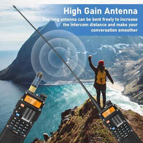 BAOFENG UV-5R Ham Radios Long Range, UV5R 8W Handheld UHF/VHF Radio with High-gain Antenna, Portable Dual Band Two Way Radio with 3800mAh USB-C Port Battery & Air Duct Earpiece (UV5R 3rd Gen-2 Pack)