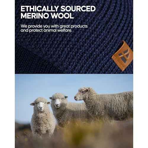 DANISH ENDURANCE Merino Wool Beanie for Men & Women, Fleece Lined Hat, Soft, Stretchy, Fisherman Beanie, Warm Wool Hat