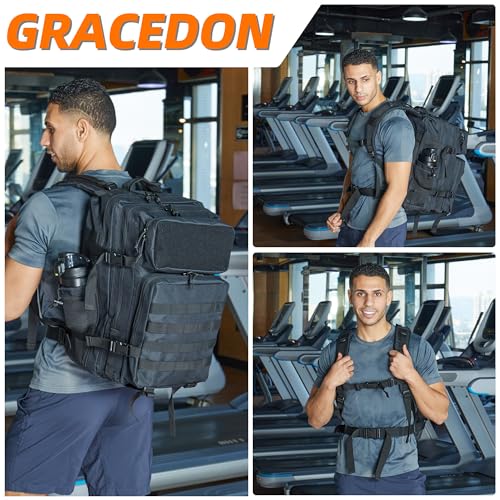 gracedon Military Tactical Backpack for Men and Women Army Camping Daypack Bug out Bag 45l Asault Pack for Travel Hiking (...