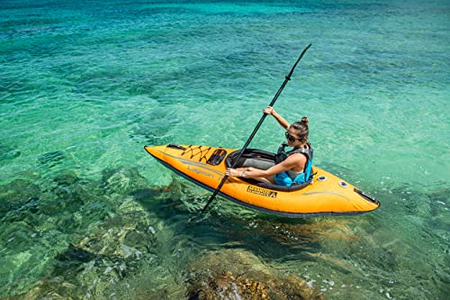 Advanced Elements Lagoon 1 Person Inflatable Kayak & Double Action Pump with Pressure Guage, Yellow, One Size