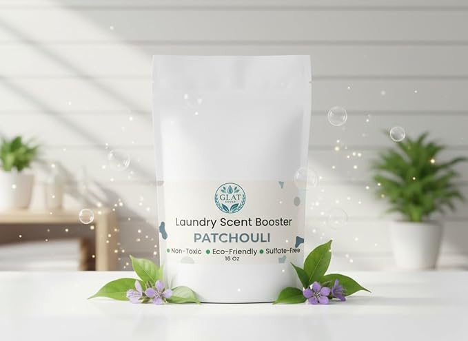 Plant-Based Laundry Scent Booster (Powder) - Patchouli | Fast-Dissolving, No Residue | Long-Lasting Earthy Pachouli Scent | Eco-Friendly, Hypoallergenic for Sensitive Skin | HE Safe, 16 Oz