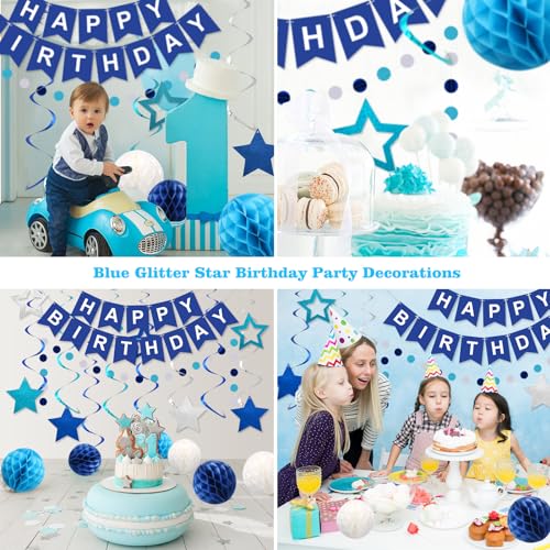 meowtastic Birthday Decorations, Happy Birthday Banner with Honeycomb Balls, Stars Hanging Swirl Streamers, Circle Dots Ga...