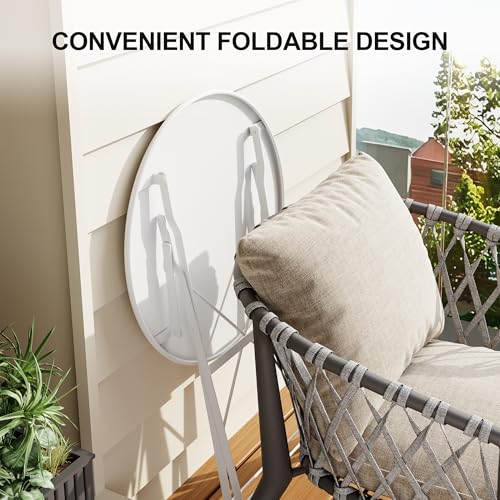 3-Piece Outdoor Folding Table and Chairs, Weather Resistant Conversation Sets of 2, Space Saving Patio Furniture for Backy...