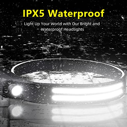 Beccason 3PCS LED Headlamp Rechargeable - 230° COB Super Bright Head Lights for Forehead, Hard hat Light for Adults, USB C...