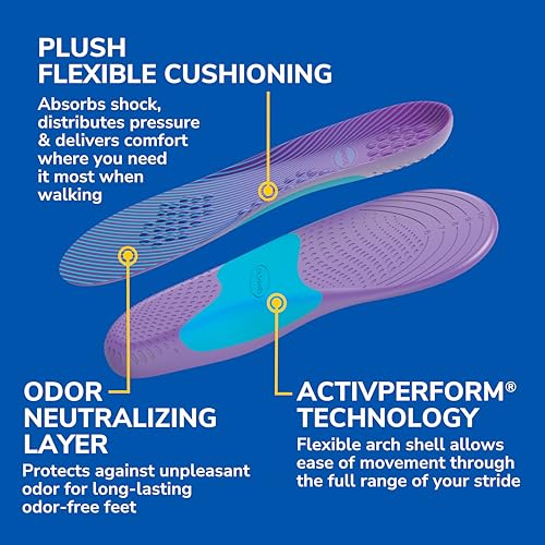 Dr. Scholl's Walk Longer Insoles - Comfortable Plush Foam Cushioning Inserts for Walking, Hiking, and Standing on Feet Al...