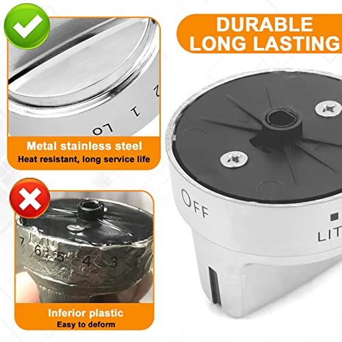 AMI PARTS WB03X24818 Gas Stove Knob Replacement for GE,100% Stainless Steel Stove Replacement Knobs PS11729081 AP5989029,C...