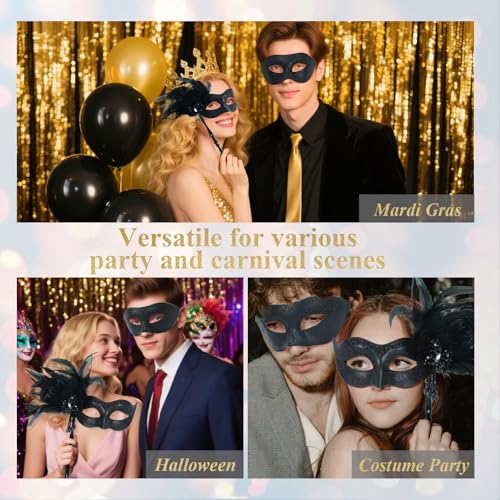 LCKRVOL 2026 New Masquerade Mask Couples Set, Masquerade Masks for Women Men Halloween Venetian Mask Costume Party