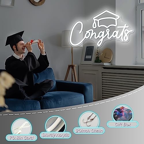 Congrats Grad Neon Sign Congrats Neon Lights Signs for Backdrop Graduation Party Wall Decor Dimmable Congratulations Neon ...