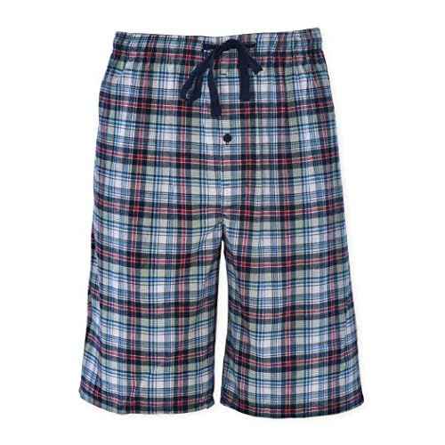 Hanes Mens 2-Pack Woven Stretch Pajama Short, Red Plaid Navy, Large