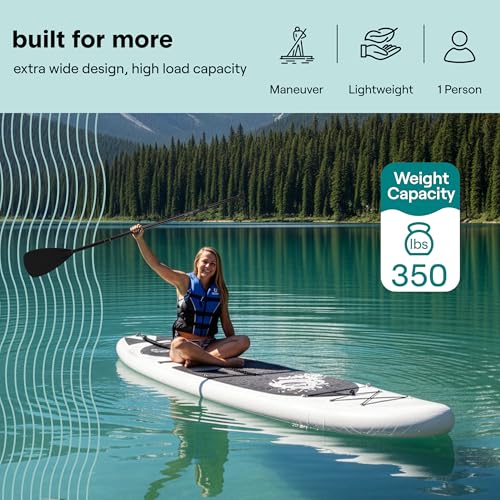 SereneLife Ultra-Light Inflatable Stand Up Paddle Board with Premium SUP Accessories - Extra Wide Stable Design with Non-S...