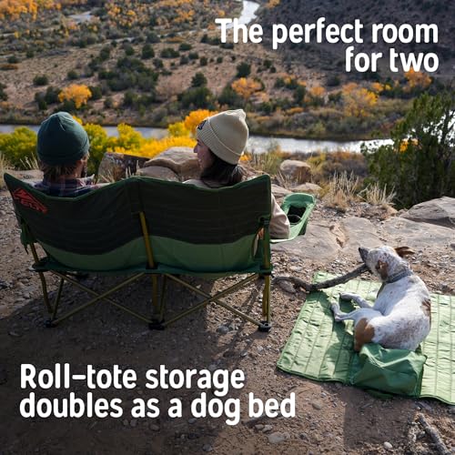 Kelty Low Loveseat Oversized 2-Person Heavy Duty Folding Camp Chair, Double Seat for Soccer Games, Tailgating, Beach Days...