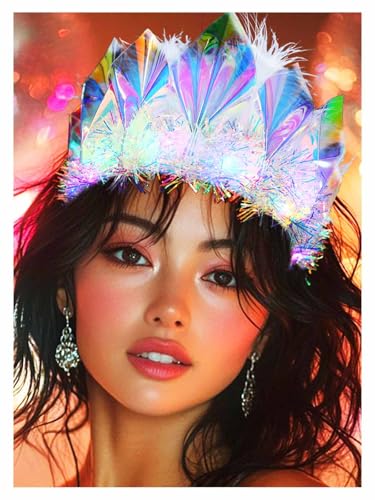 GENBREE Light Up Headband Glowing Crown and Tiara LED Hair Accessories for Women