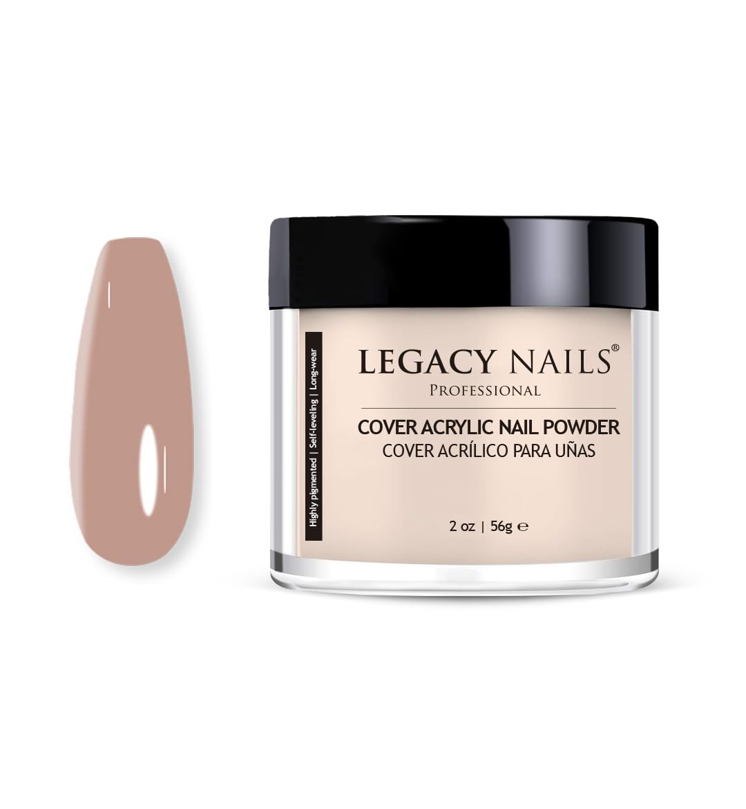Legacy Nails Professional Cover ROSE Acrylic Powder, 2 ounces - Ideal For French Nail Art, Create Nail Art, Nail Extension That