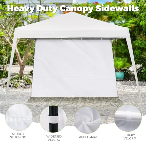 FLAGLY Slant Leg Canopy Sidewall - 3 Pack 300D Waterproof Attachable Tent Wall for 10x10ft Canopy, Privacy Shade for Outdo...
