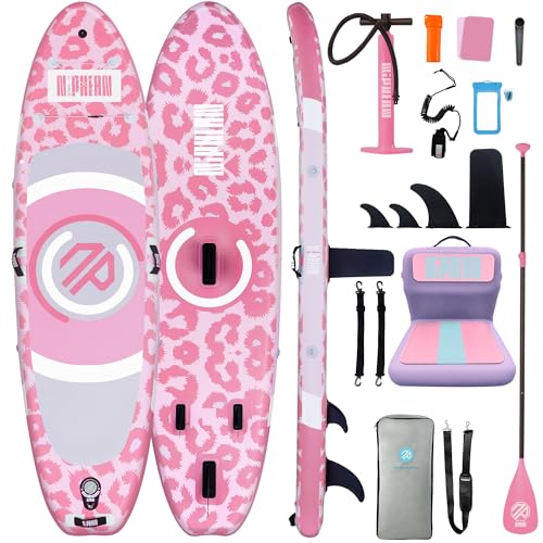 Niphean Inflatable Stand up Paddle Board with StabilTrac Fin, 400LBS Capacity & Wide EVA and Ergonomic Kayak Seats with Ba...