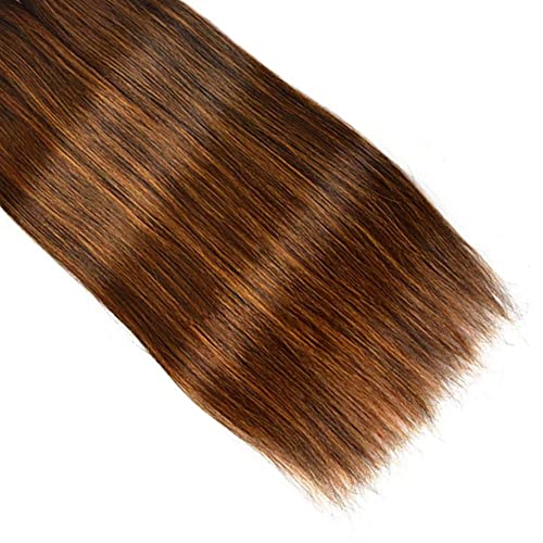 Straight Human Hair Bundles 22 24 26 Inch Brazilian Chocolate Brown Highlight P4/30 Straight Bundles Human Hair 100% Unprocessed Raw Quick Weave Hair for Black Women
