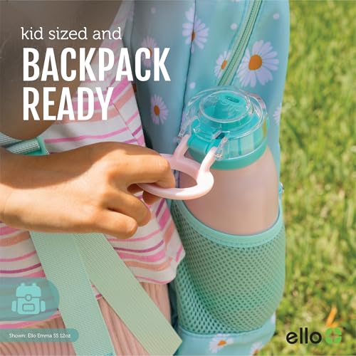 Ello Emma 14oz Vacuum Insulated Stainless Steel Kids Water Bottle with Straw and Built-in Carrying Handle and Leak-Proof L...