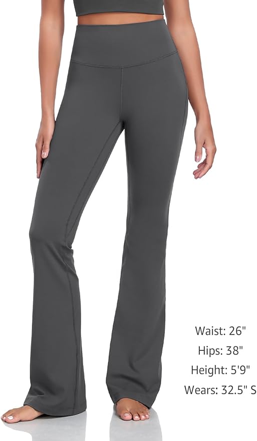 HeyNuts Harmony Flare Leggings 29"/30.5"/32.5"/34.5", High Waisted Tummy Control Wide Leg Bootcut Yoga Pants Lounge Soft