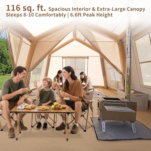 ABORON 2/6/8/10/12 Person Inflatable Camping Tent, Easy Setup Blow Up Tent with Hand Pump, PU3000mm Waterproof & Breathabl...