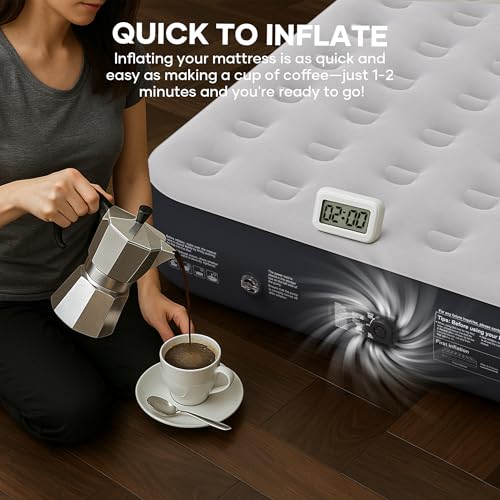 InnoTruth Queen Camping Air Mattress with Built-in Pump, Inflatable Blow up Mattress for Home & Guests, Family Choice Awar...