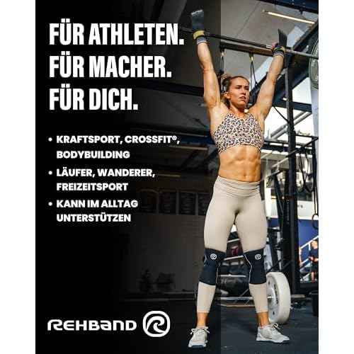 Rehband 5mm Knee Sleeves for Functional Training, Cross-Training & Powerlifting, Weightlifting Knee Support made of Neoprene, Unisex, Colour:Carbon/Black - 1 Pair, Size:Medium