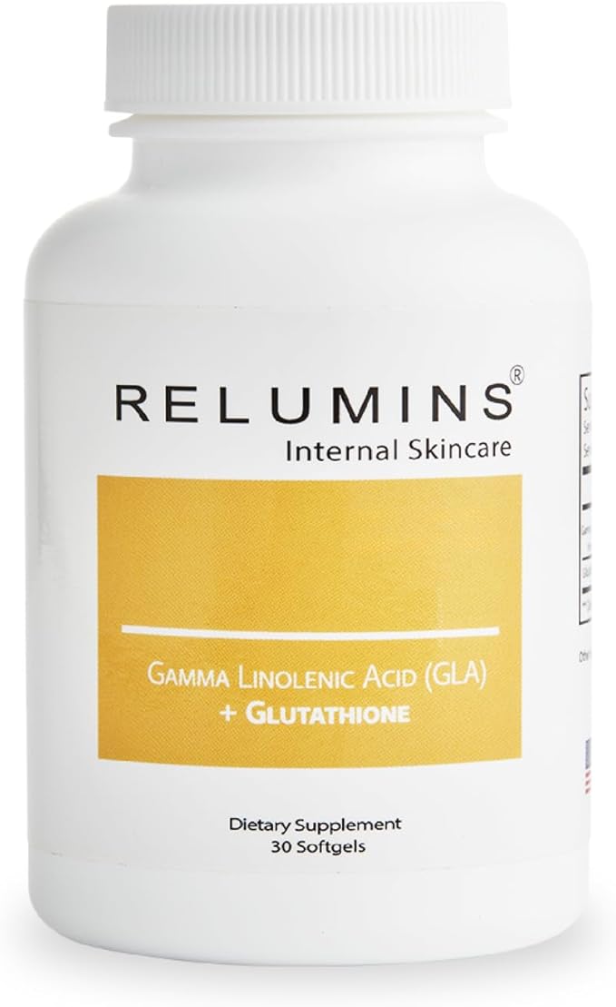 Relumins GLA Plus Glutathione Supplement – 240mg Borage Seed Oil GLA & 75mg Capsules – Hydrate, Protect & Glow from Within...