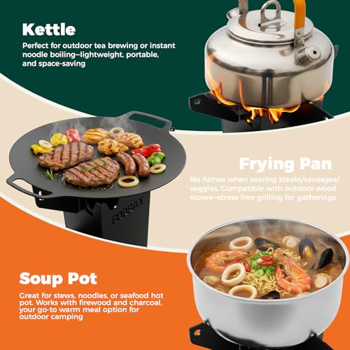 Rocket Stove for Cooking Portable Wood Burning Wood Fire Camping Backyard Cooking Outdoor Events BBQ Comes with Storage Bag