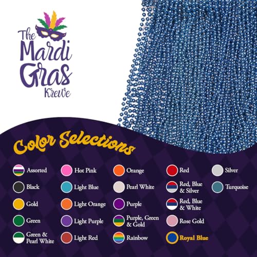 THE MARDI GRAS KREWE - Beads Necklaces Mardi Gras 72 Pack, 6 Dozen 33" 7mm - Party Favors, Parades, Bulk Decorations, Cost...