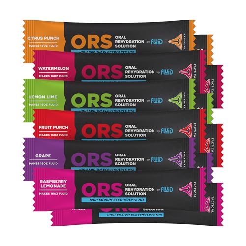 Fluid Tactical - 12 Count ORS Electrolytes | 6 Flavor Variety Pack | Extreme Dehydration Recovery |Travel Ready Drink Mix...