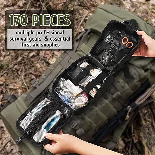 ABPIR 170 PCS Survival Kits, Survival First Aid Kit with Essential Survival Gear Emergency Medical Supplies for Hiking Cam...