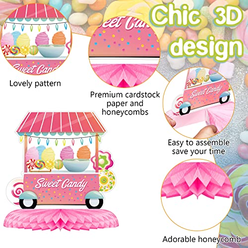 Marspark 10 Pieces Candyland Party Decorations Lollipop Table Centerpieces Sweet Candy Honeycomb Centerpieces Decor for Bi...