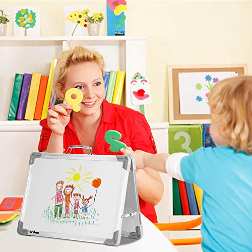 Small Dry Erase White Board – TANKEE Magnetic Desktop Foldable Whiteboard Portable Mini Easel Double Sided on Table Top wi...