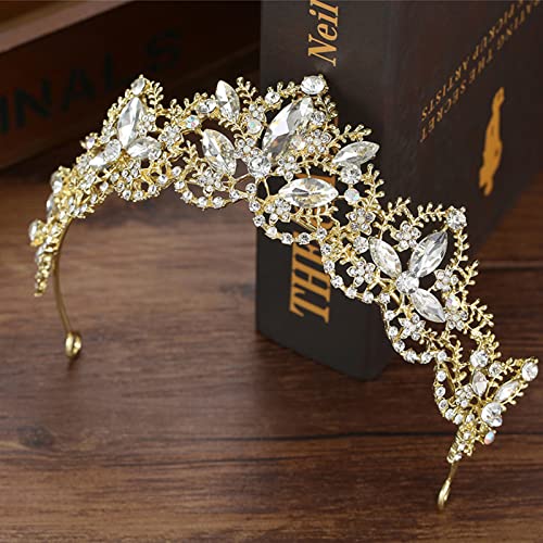 Exacoo Gold Tiara Wedding Tiaras and Crowns for Women,Rhinestone Queen Women Princess Crown Birthday Headbands Prom Bridal...