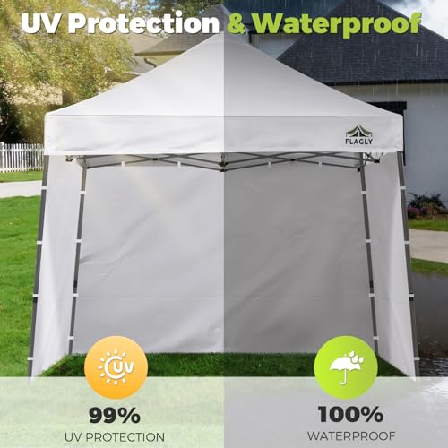 FLAGLY Slant Leg Canopy Sidewall - 3 Pack 300D Waterproof Attachable Tent Wall for 10x10ft Canopy, Privacy Shade for Outdo...