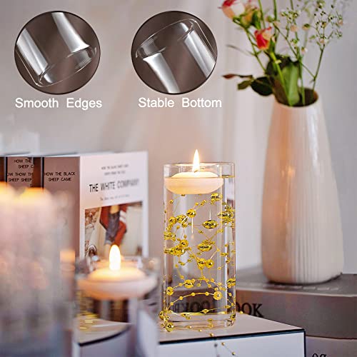 UDU 16 Set Glass Cylinder Vases for Centerpieces with 80000 Clear Beads 24 White Floating Candles 12 Pearl String Center P...