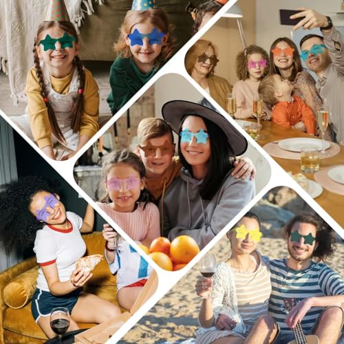 WNSIRVY 12/26/36 Pairs Rimless Star Shaped Sunglasses Transparent Glasses Bulk Fun Sunglasses for Party Favors