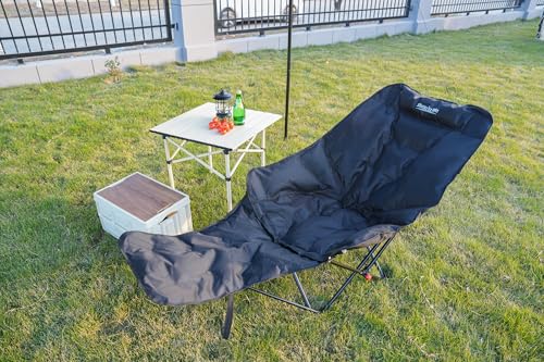 Dual Purpose Folding Camping Cot and Chair with Removable Footrest for Adults, Easy-to-Assemble Adjustable Sleeping Chair ...