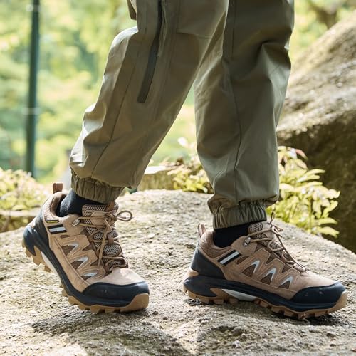 Queday Waterproof Hiking Shoes for Women Men Non Slip Leather Outdoor Backpacking Shoes All Terrain Lug Sole Camping Climb...