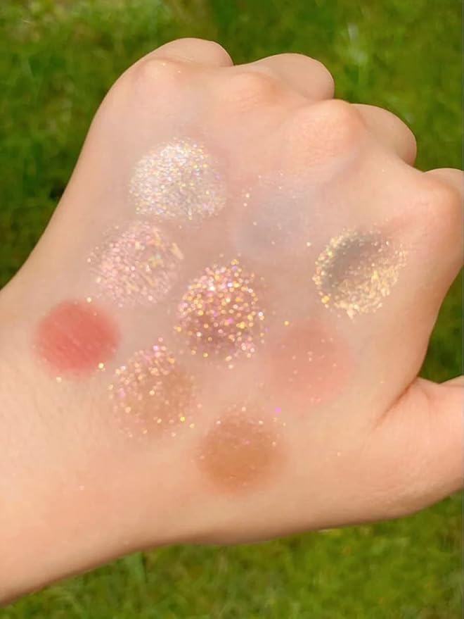 Kayswang 9 colors glitter eyeshadow palette makeup palette matte high pigment color cream texture natural eye shadow powder eye shadow palette in autumn and winter long lasting and waterproof (purple)
