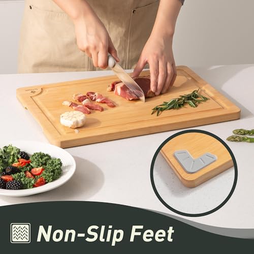 Bamboo Cutting Board Set Non Slip Feet with Holder Over Sink Kitchen Gadgets Seller 2025 First Apartment Must Haves Things...