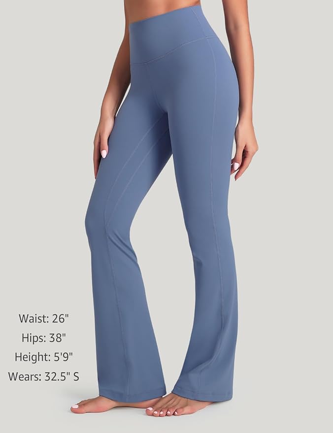 HeyNuts Harmony Flare Leggings 29"/30.5"/32.5"/34.5", High Waisted Tummy Control Wide Leg Bootcut Yoga Pants Lounge Soft