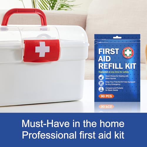 SuccorWare 90 Pieces First Aid Refill Kit - Wound Care Kit Includes Bandages for Home, Travel, Hiking - Portable Replaceme...