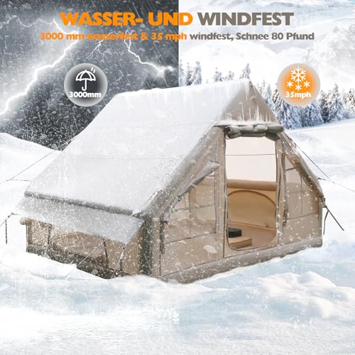 Inflatable Camping Tent, Glamping Inflatable Tent for Camping, 4 Season Water&Windproof Outdoor Oxford Blow Up Cabin Tent ...