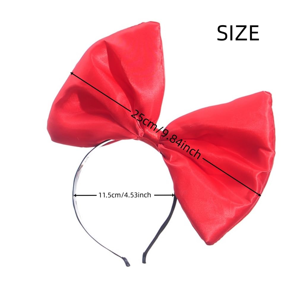 Bubbmi Christmas Red Huge Satin Hair Bow Headband, Oversized Birthday Party Festival Hairband Costume Headwear for Women Girls (