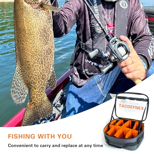 TACDEFNEX Waterproof Fishing Reel Case with 8 Shockproof Compartments – Portable Tackle Organizer for Spinning, Baitcastin...