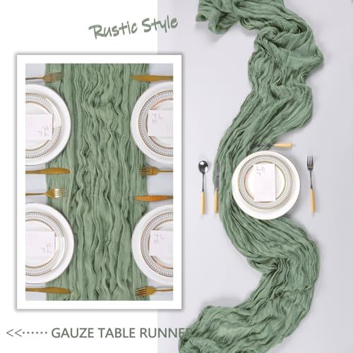 6 Pack Sage Green Cheesecloth Table Runner 10Ft Gauze Cheese Cloth Table Runner 35x120 Inch Boho Sheer Rustic Fabric for P...