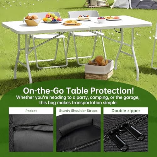 QYILUARE 4 Ft Folding Table Storage Bag-Water-Resistant Heavy Duty Large Carrying Bag for Transport Organizer with Pocket...