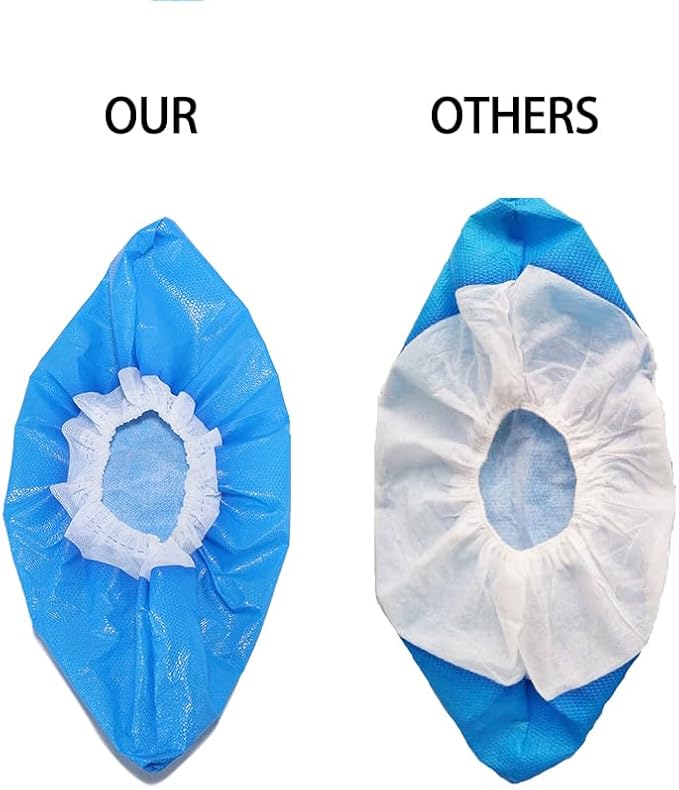 Heavy Duty Shoe Covers Disposable, Thick 0.38 0z, Premium Waterproof Dustproof Non-Slip Shoe Booties, Durable Booties Covers for Indoors & Outdoor,One Size Fits Most -100(50Pairs)
