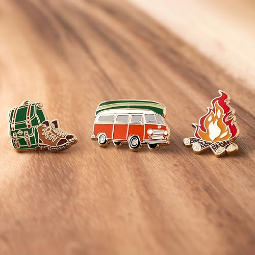 Camp Life Camper Van & Canoe Pin – Wanderlust-Inspired Travel-Themed Pin, Road Trip Accessory, Outdoor Lifestyle Gift, Lak...
